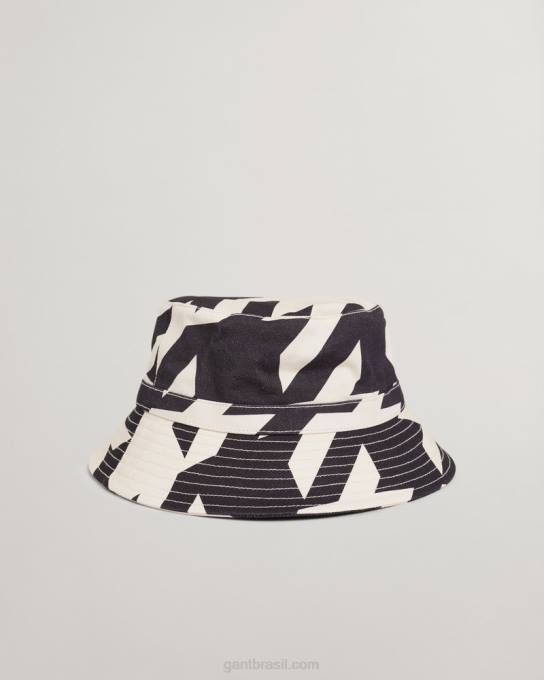 chapéu de balde de houndstooth N424C470 Ébano preto GANT homens