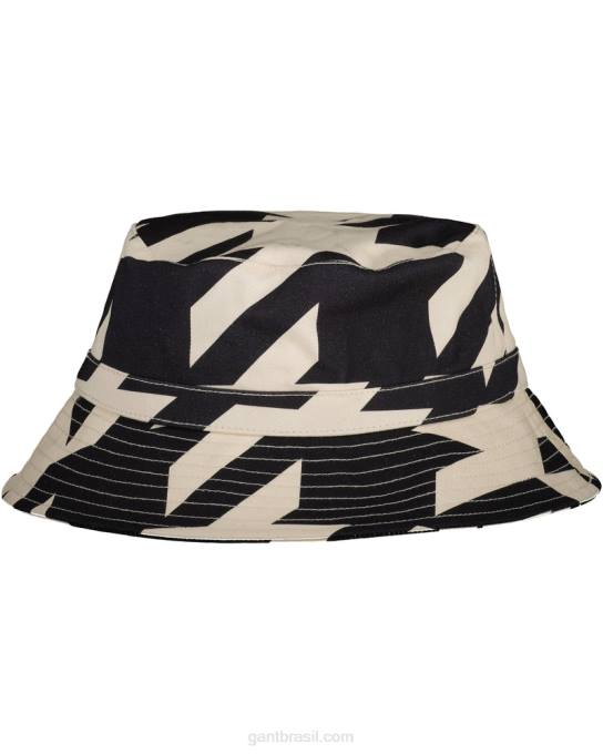 chapéu de balde de houndstooth N424C470 Ébano preto GANT homens