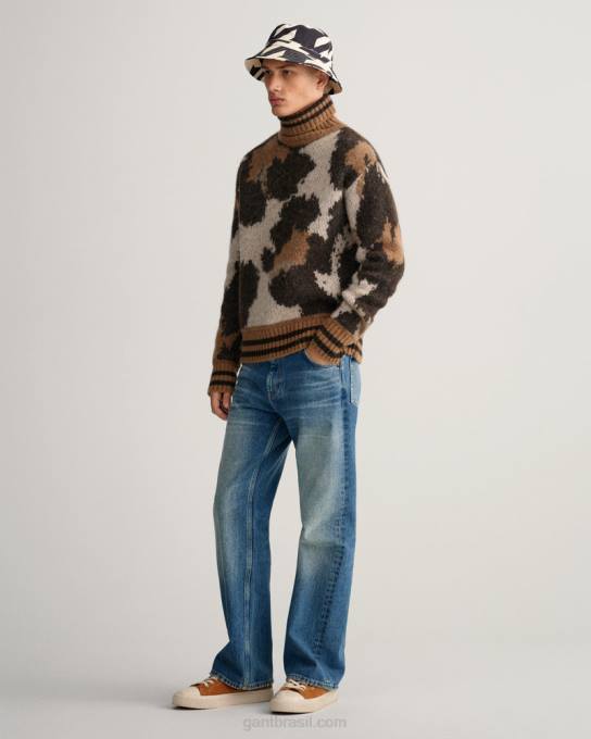 chapéu de balde de houndstooth N424C470 Ébano preto GANT homens