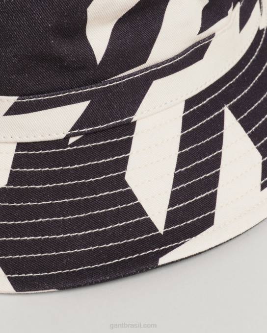 chapéu de balde de houndstooth N424C470 Ébano preto GANT homens