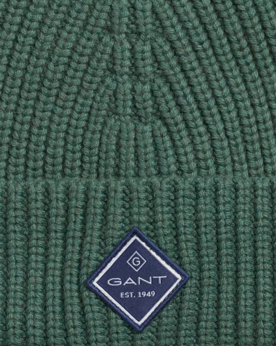 chapéu de malha canelada de algodão N424C473 verde floresta GANT homens