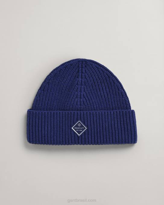 chapéu de malha canelada de algodão N424C482 azul profundo GANT homens