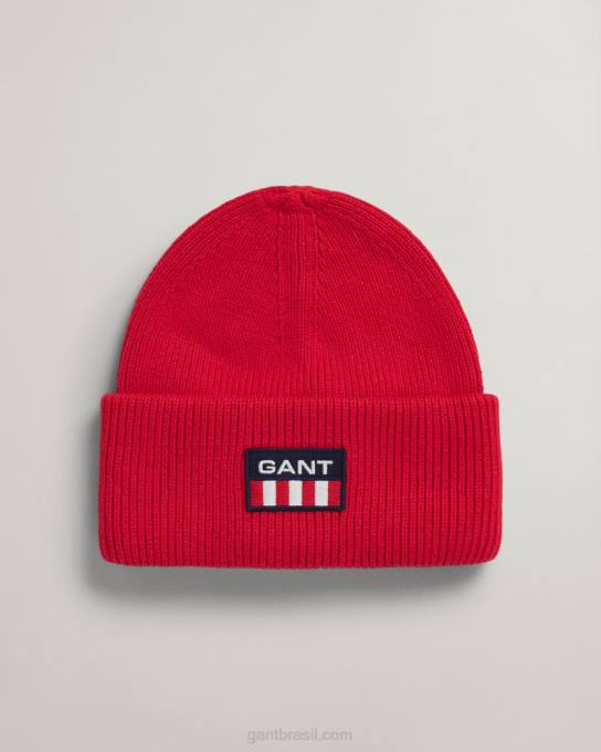 gorro de escudo retrô N424C488 vermelho rubi GANT homens