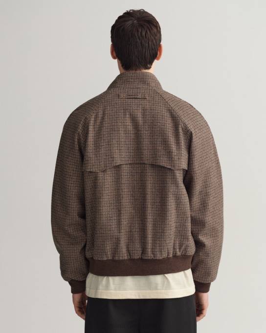 jaqueta harrington de lã xadrez N424C381 bege avelã GANT homens