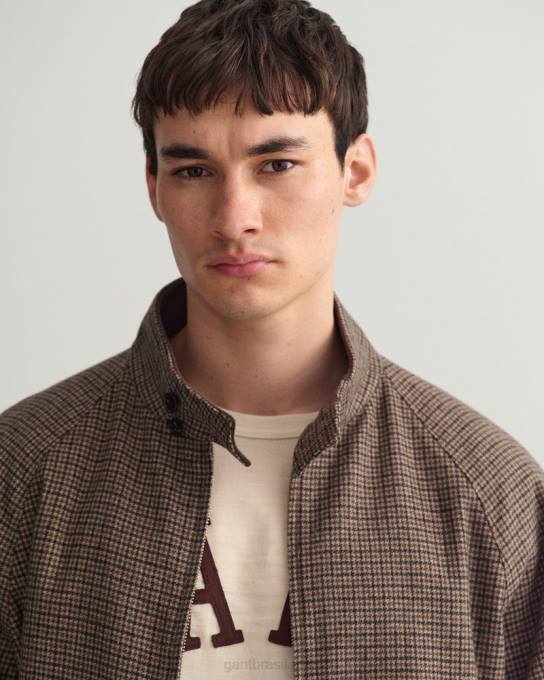 jaqueta harrington de lã xadrez N424C381 bege avelã GANT homens