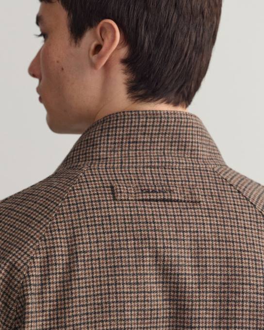 jaqueta harrington de lã xadrez N424C381 bege avelã GANT homens