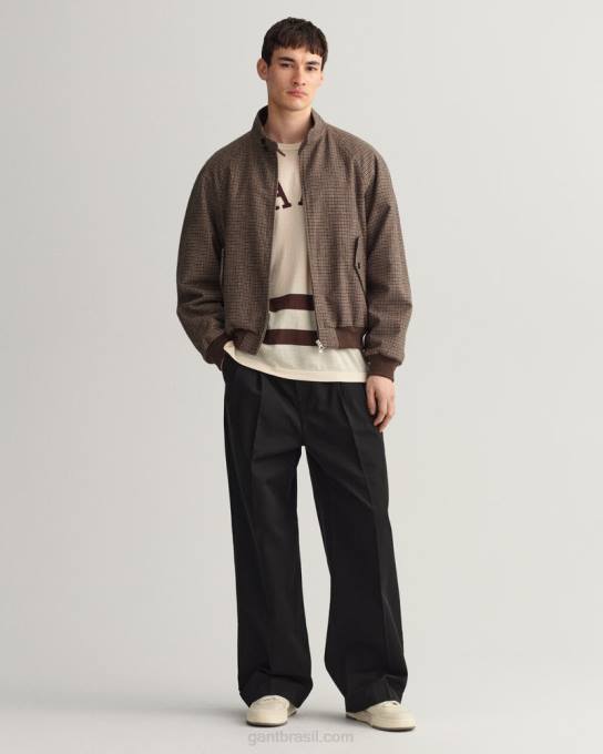 jaqueta harrington de lã xadrez N424C381 bege avelã GANT homens