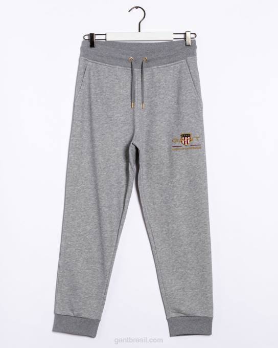 calça de moletom escudo de arquivo N424C270 melange cinza GANT homens