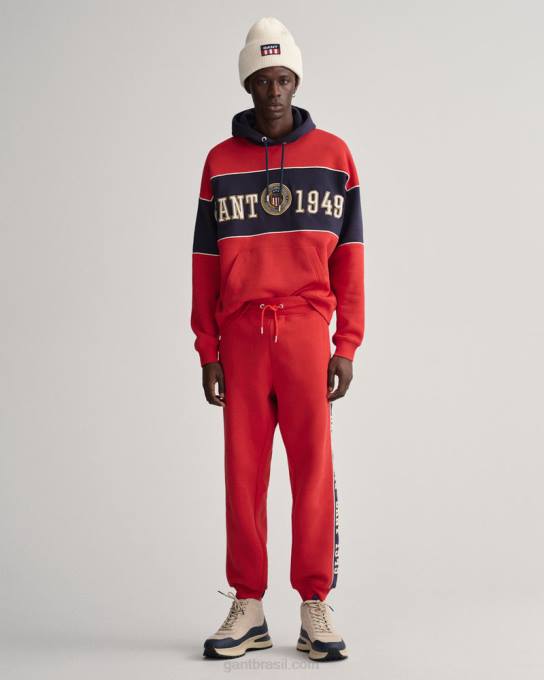 calça de moletom lateral contrastante N424C228 vermelho rubi GANT homens