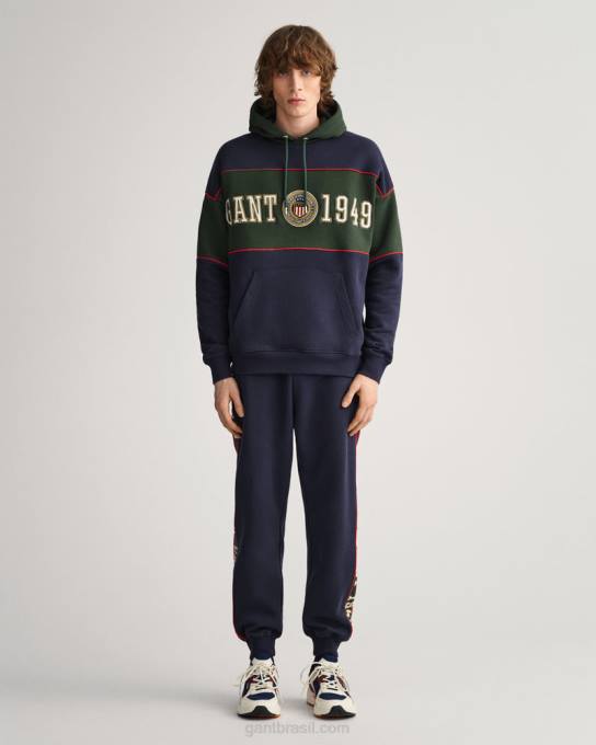 calça de moletom lateral contrastante N424C268 noite azul GANT homens