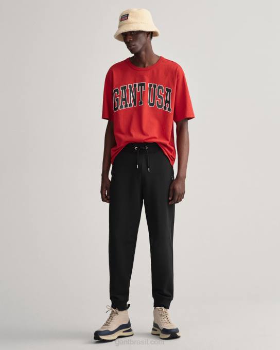 calça de moletom original N424C287 preto GANT homens