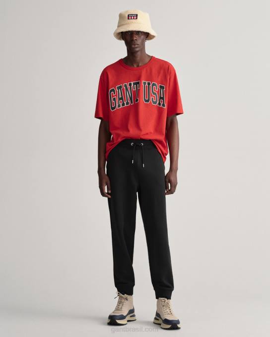 calça de moletom original N424C287 preto GANT homens