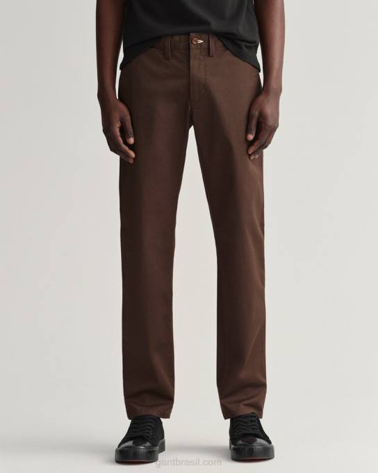 calça de sarja hallden slim fit N424C413 marrom rico GANT homens