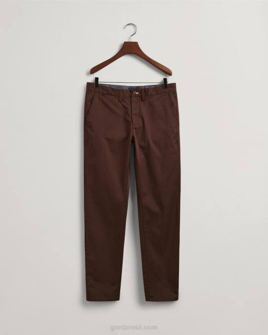 calça de sarja hallden slim fit N424C413 marrom rico GANT homens