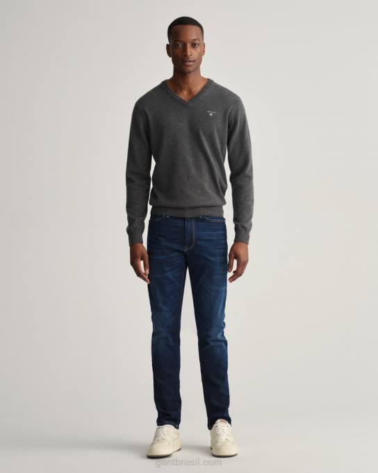 calça jeans maxen extra slim fit com recuperação ativa N424C422 azul escuro usado em GANT homens