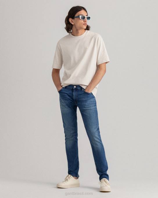 calça jeans maxen extra slim fit retro shield N424C416 meio azul quebrado em GANT homens