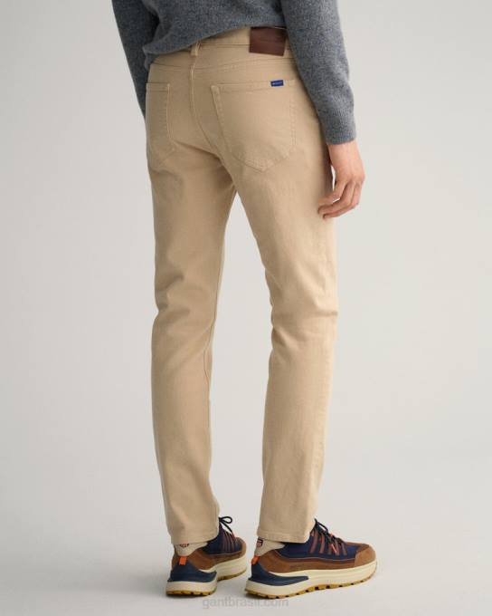 jeans arley regular fit sarja macia N424C421 bege avelã GANT homens