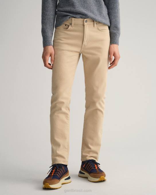 jeans arley regular fit sarja macia N424C421 bege avelã GANT homens