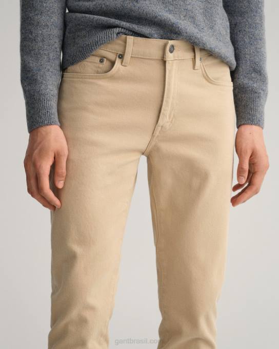 jeans arley regular fit sarja macia N424C421 bege avelã GANT homens