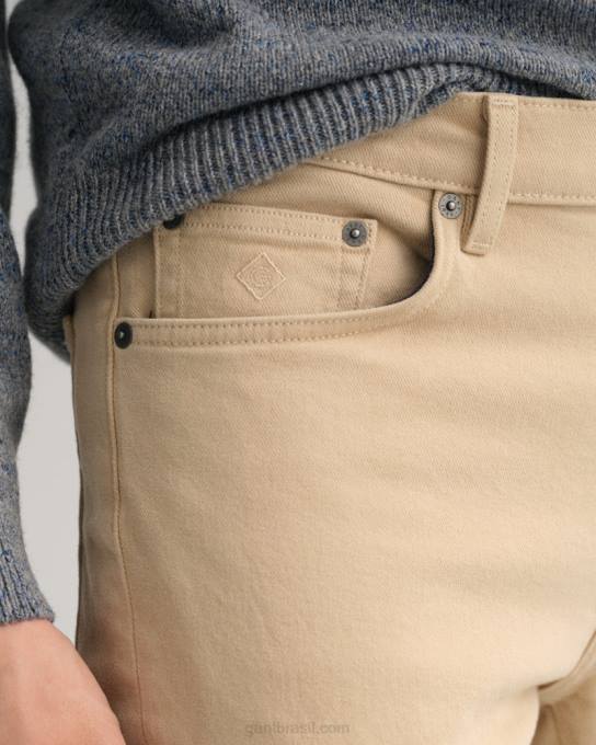 jeans arley regular fit sarja macia N424C421 bege avelã GANT homens