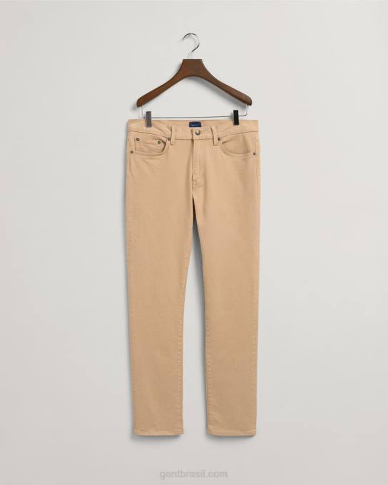 jeans arley regular fit sarja macia N424C421 bege avelã GANT homens