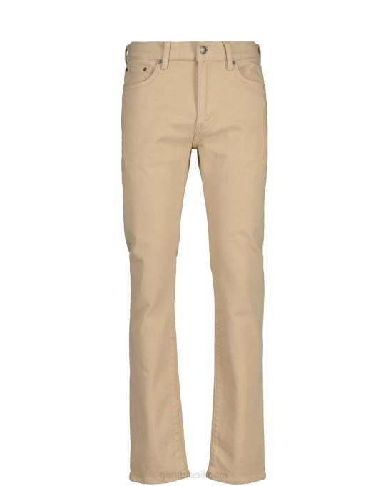 jeans arley regular fit sarja macia N424C421 bege avelã GANT homens