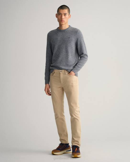 jeans arley regular fit sarja macia N424C421 bege avelã GANT homens