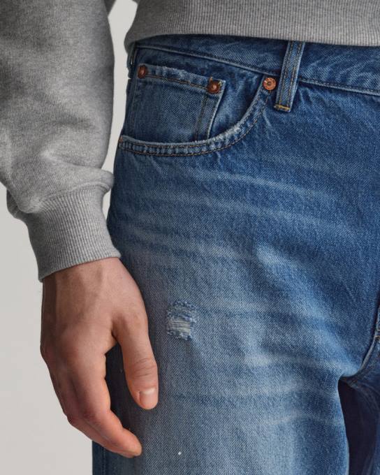 jeans desgastado e rasgado N424C405 vintage azul médio GANT homens