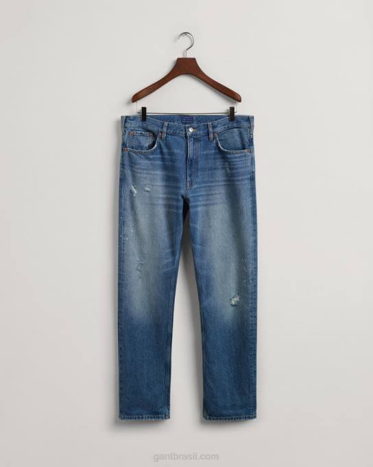 jeans desgastado e rasgado N424C405 vintage azul médio GANT homens