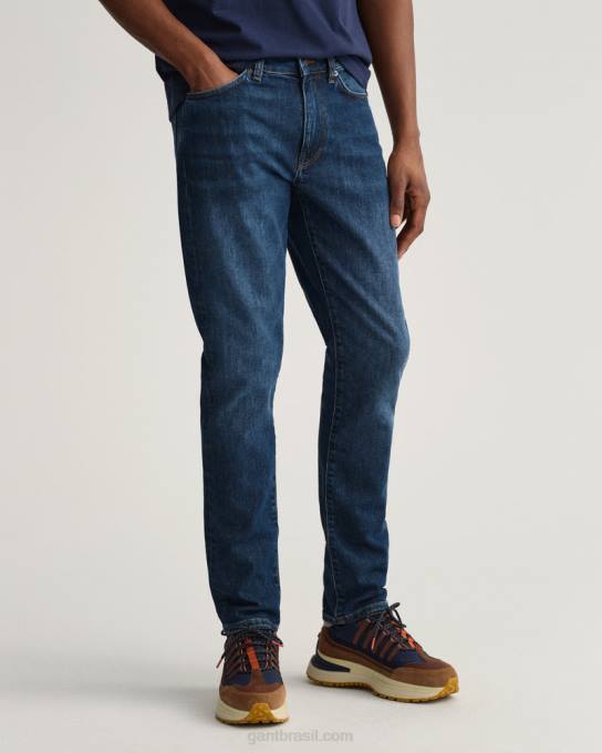 jeans slim fit hayes N424C403 azul escuro usado em GANT homens