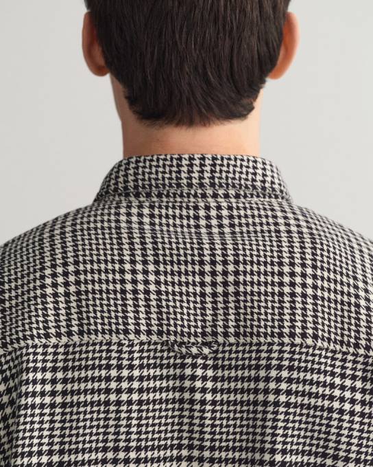 camisa de algodão houndstooth oversized N424C13 preto GANT homens