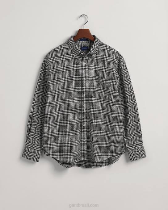 camisa de algodão houndstooth oversized N424C13 preto GANT homens
