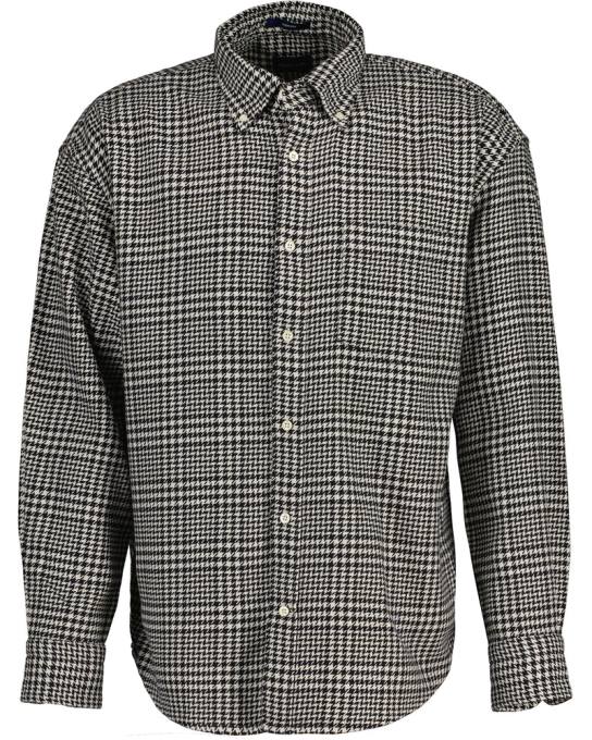 camisa de algodão houndstooth oversized N424C13 preto GANT homens