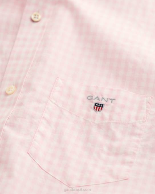 camisa de manga curta de tecido grosso de ajuste regular N424C91 Rosa Califórnia GANT homens