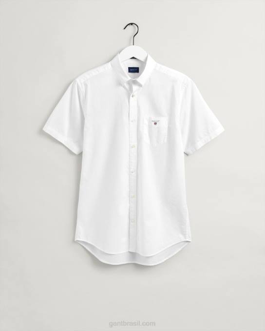 camisa de manga curta de tecido regular fit N424C93 branco GANT homens
