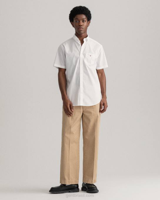 camisa de manga curta de tecido regular fit N424C93 branco GANT homens