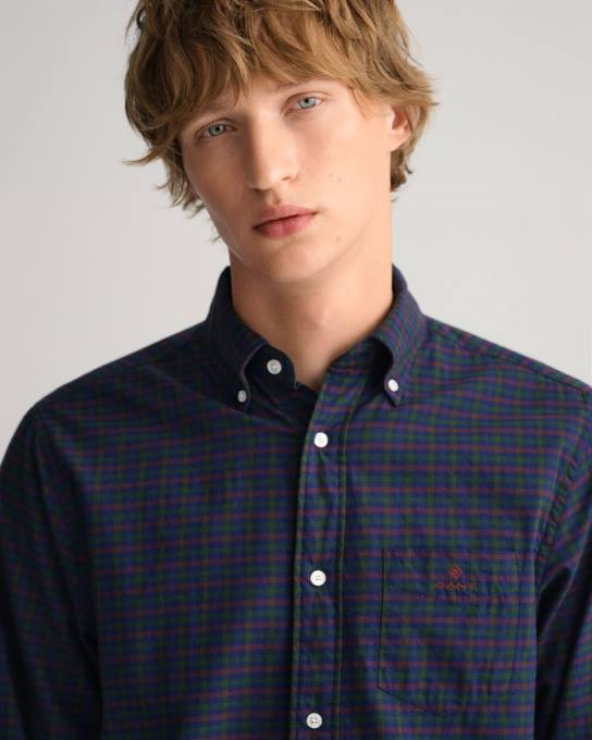 camisa de sarja regular fit N424C27 verde floresta GANT homens