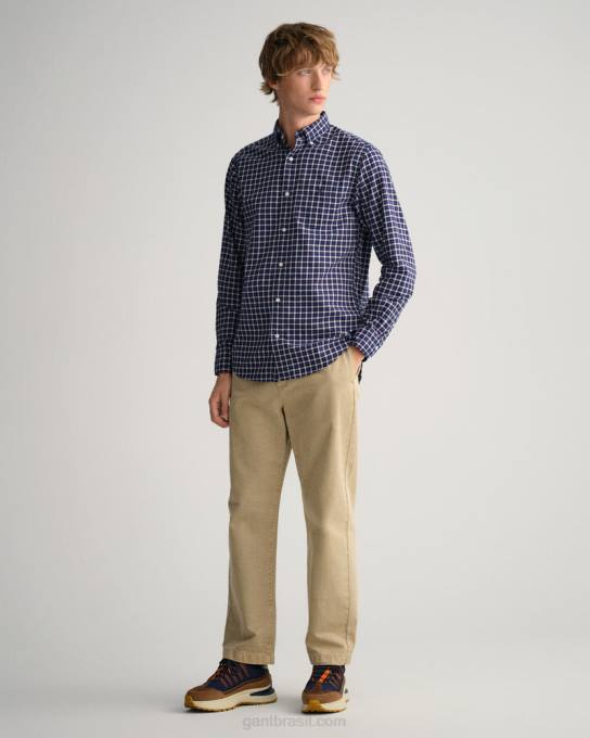 camisa de sarja regular fit N424C28 noite azul GANT homens