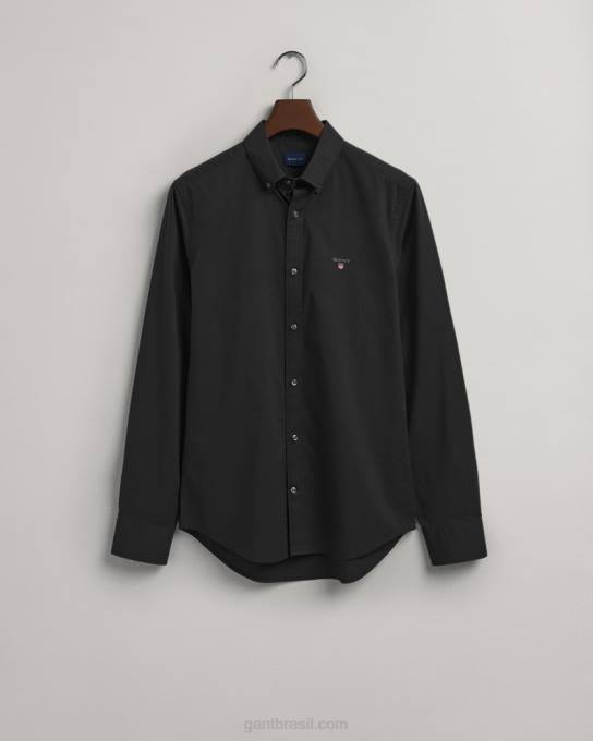 camisa de tecido fino N424C40 preto GANT homens