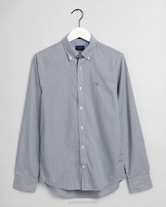 camisa de tecido fino de banqueiro N424C83 preto GANT homens