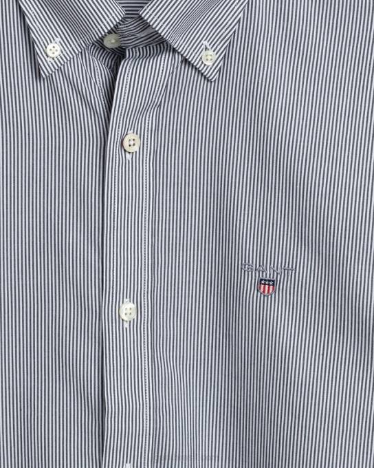 camisa de tecido fino de banqueiro N424C83 preto GANT homens