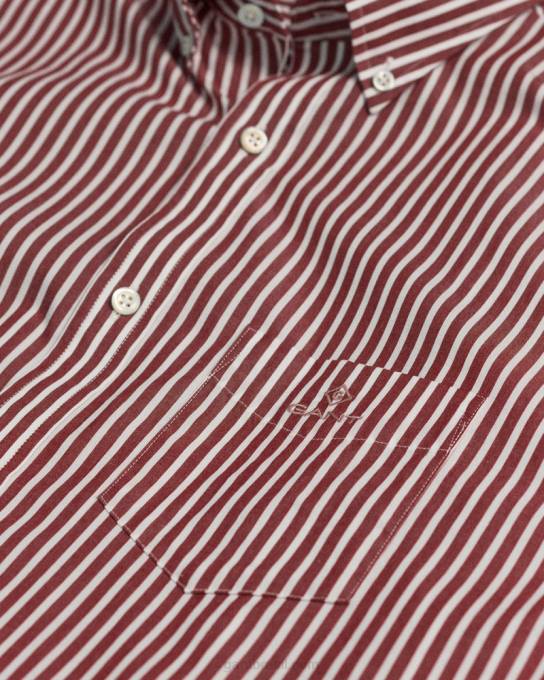 camisa de tecido grosso com listras de ajuste regular N424C57 vermelho rechonchudo GANT homens