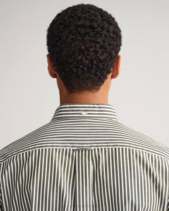 camisa de tecido grosso com listras de ajuste regular N424C60 tempestade verde GANT homens