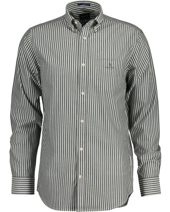 camisa de tecido grosso com listras de ajuste regular N424C60 tempestade verde GANT homens
