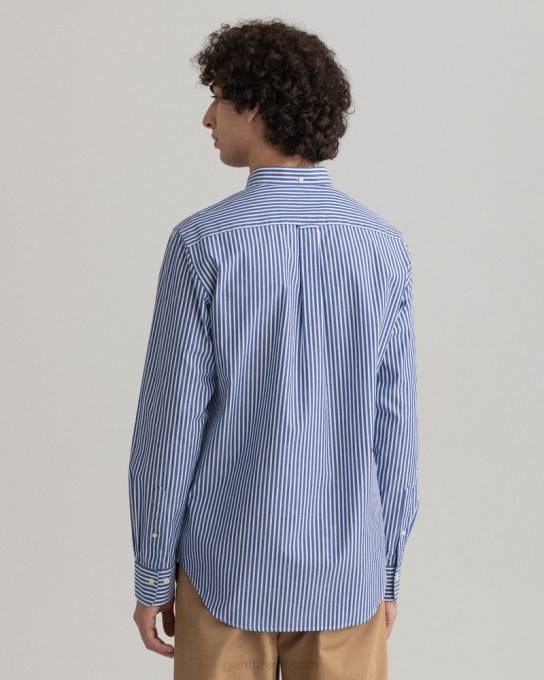 camisa de tecido grosso com listras de ajuste regular N424C74 faculdade azul GANT homens