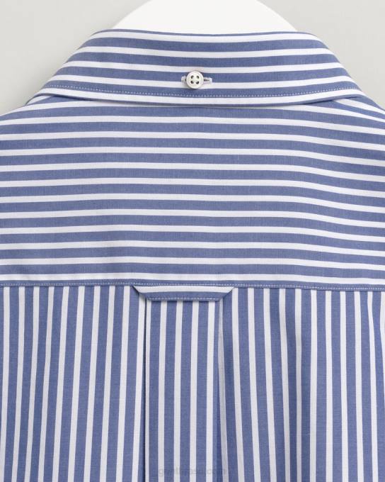 camisa de tecido grosso com listras de ajuste regular N424C74 faculdade azul GANT homens