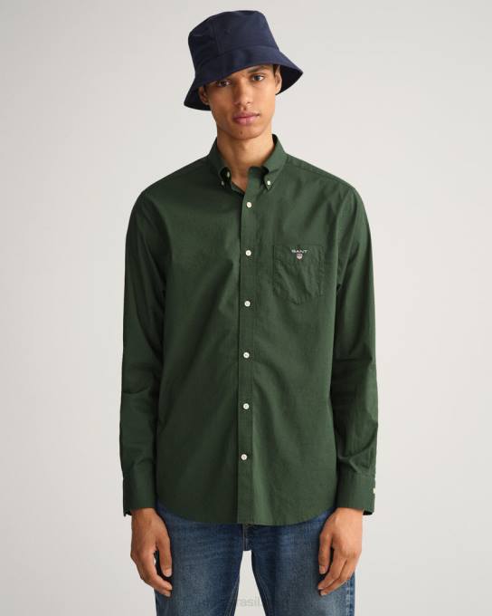 camisa de tecido largo de ajuste regular N424C45 tempestade verde GANT homens