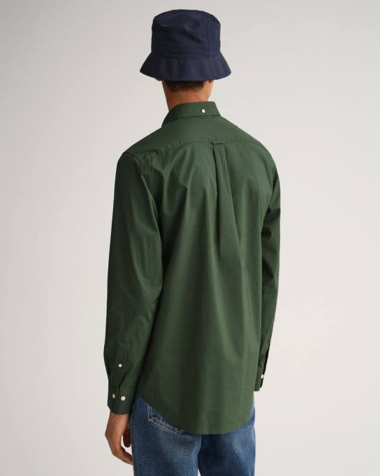 camisa de tecido largo de ajuste regular N424C45 tempestade verde GANT homens