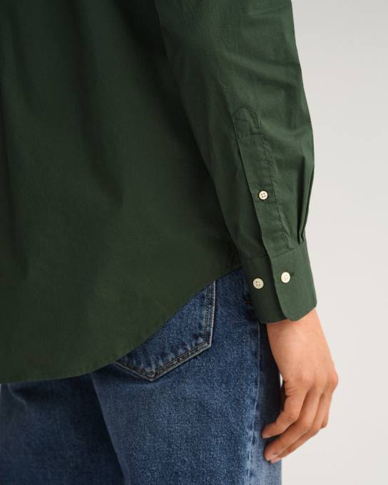 camisa de tecido largo de ajuste regular N424C45 tempestade verde GANT homens