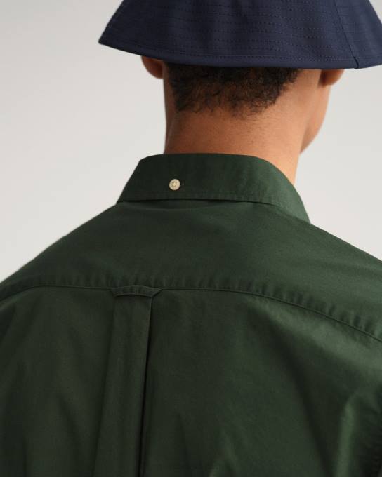 camisa de tecido largo de ajuste regular N424C45 tempestade verde GANT homens